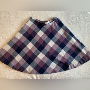 VTG 80s Carroll Reed Skirt 16 Purple Navy Plaid Wool Academia Flawed Gem